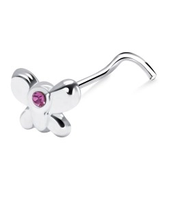 Silver Butterfly Curved Nose Stud NSKZ-1730
